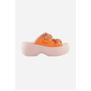 New Seychelles Wisteria Platform Sandals‎ in Orange/Pink Leather Size 10